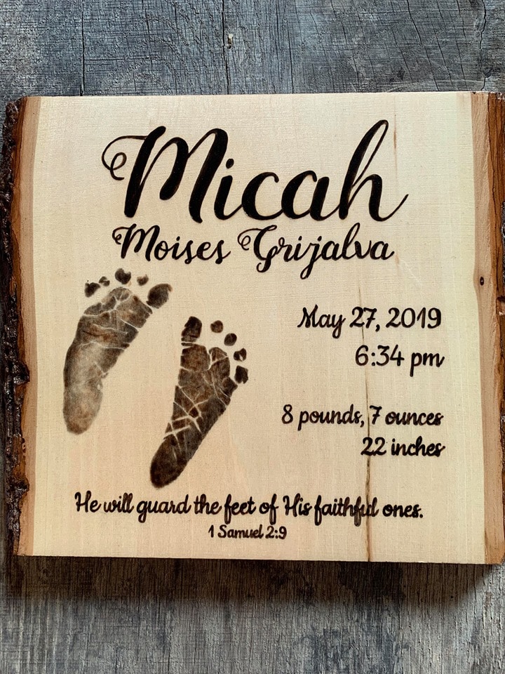 Shops Personalized baby birthday wood burning plaque - Pyrography - 10